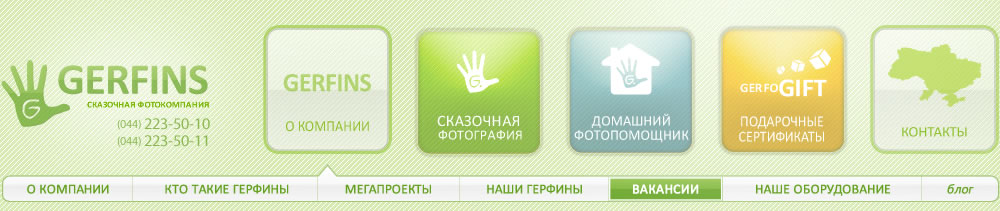 меню раздела история компании | gerfins.ua